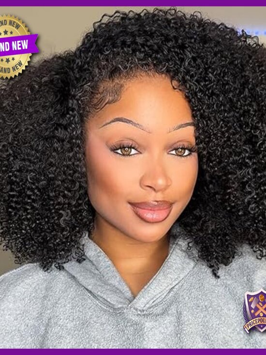 Human Hair Half Wig 20 Inch Afro Curly Glueless 180% Density Beginner Friendly main image 6